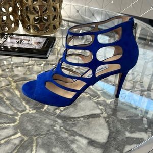 Jimmy Choo cobalt blue suede cage sandal